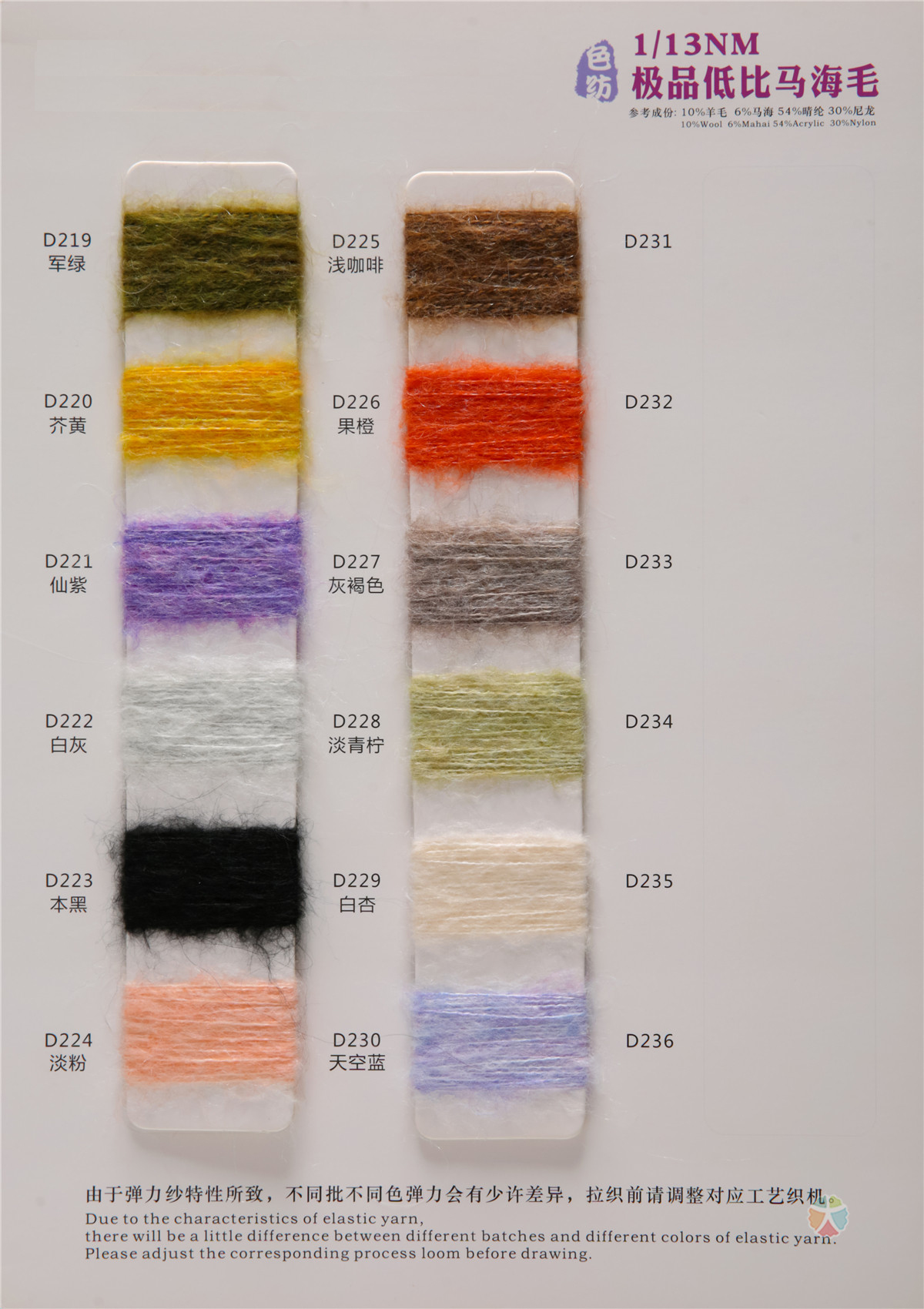 1/13NM 54Acrylic 30Nylon 10WooL 6Mohair