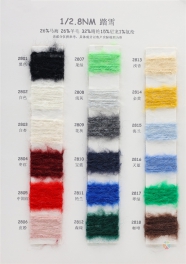 1/2.8NM 26% Mahai, 26% wool, 32% acrylic, 15% nylon, 1% spandex